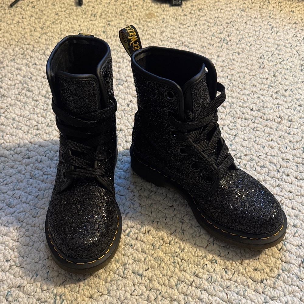 Dr. Martens Black Glitter 1460 Farrah Boots - Picture 2 of 7